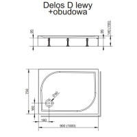 душевой поддон Radaway Delos D со съемной панелью 90x75 (4D97514-03R)