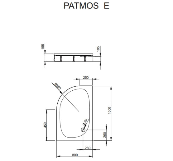 душевой поддон Radaway Patmos E 100x80 (4P81155-03L)