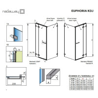 Боковая стенка Radaway Euphoria S1 100 прозрачное стекло (383052-01)