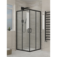 Квадратная душевая кабина SANTEH 2290BP 90х90 прозрачное стекло, профиль черный мат