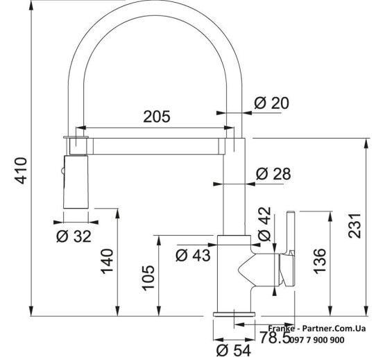 Смеситель кухонный Franke Lina | гибкий излив | функция душа черный матовый | 115.0725.838