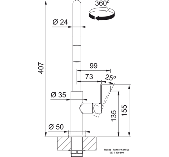 Смеситель кухонный Franke Maris Slim J | вытяжное излияние | ламинарный поток воды хром | 115.0728.388