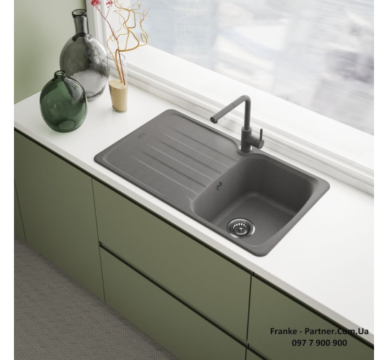 Кухонний змішувач Franke Lina L Shape Pull Out | витяжний вилив | сірий камінь | 115.0728.486