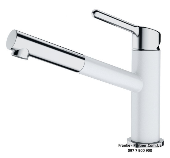 Кухонний змішувач Franke Orbit Pull Out | витяжний вилив | ламінарний потік води | білий | 115.0623.139