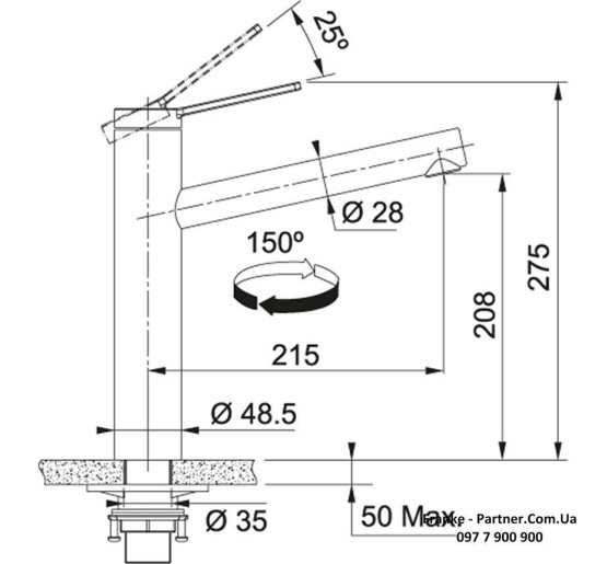 Смеситель кухонный Franke Tango Neo | поворотное излияние | ламинарный поток | нержавеющая сталь | 115.0596.387