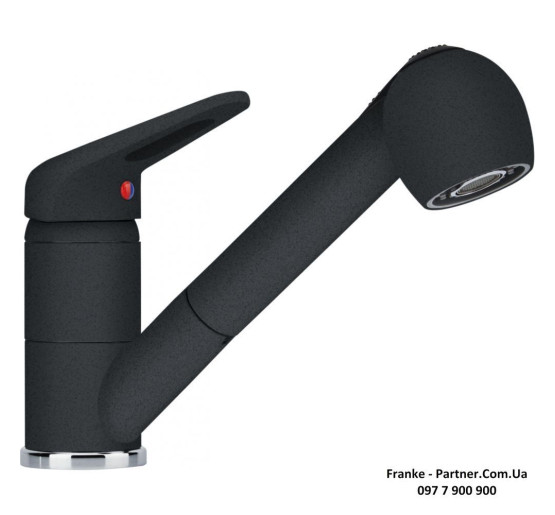 Смеситель кухонный Franke Novara-Plus Pull Out | вытяжное излияние | функция душа оникс | 115.0470.675