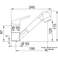 Кухонний змішувач Franke Novara-Plus Pull Out | витяжний вилив | функція душу | онікс | 115.0470.675