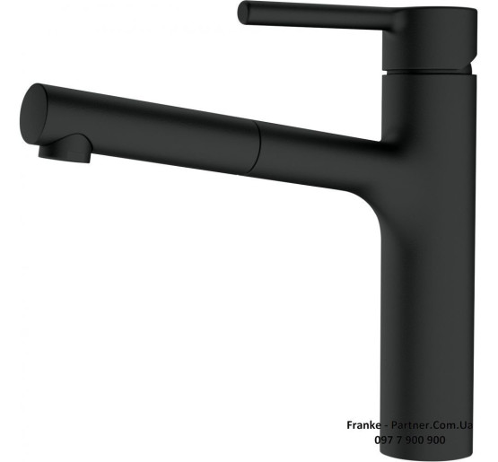 Кухонний змішувач Franke Centro | витяжний вилив | ламінарний потік води | чорний матовий | 115.0621.592