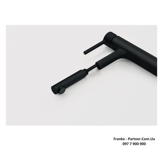 Кухонний змішувач Franke Centro | витяжний вилив | ламінарний потік води | чорний матовий | 115.0621.592