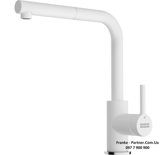 Кухонний змішувач Franke Lina L Shape Pull Out | витяжний вилив | білий | 115.0728.485