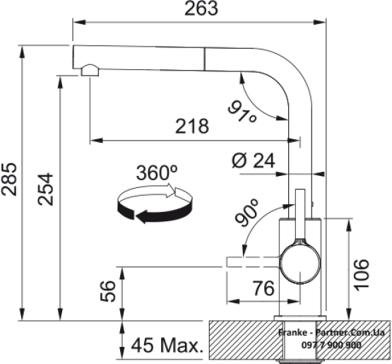 Кухонний змішувач Franke Lina L Shape Pull Out | витяжний вилив | білий | 115.0728.485