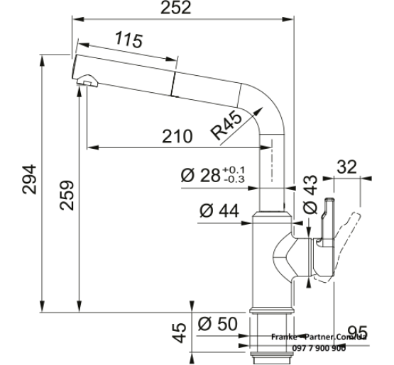 Смеситель кухонный Franke Urban Pull Out | вытяжное излияние | миндаль | 115.0595.093