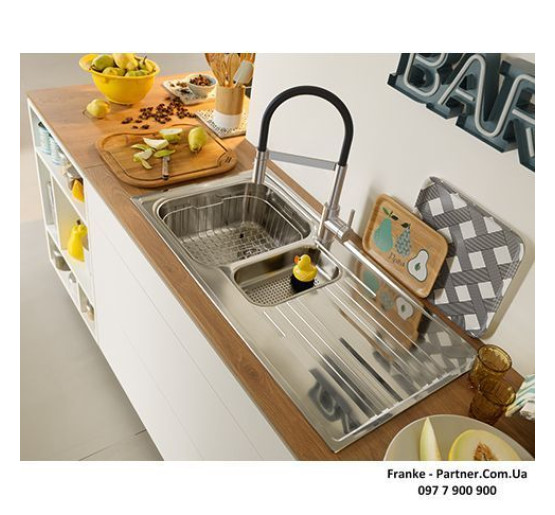 Смеситель кухонный Franke Lina | гибкий излив | функция душа белый шланг хром | 115.0626.088