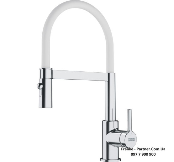 Смеситель кухонный Franke Lina | гибкий излив | функция душа белый шланг хром | 115.0626.088
