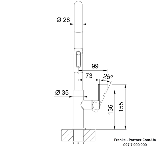 Смеситель кухонный Franke Maris Slim J Clear Water | функция душа вытяжное излияние | подключение к фильтру PVD anthracite | антрацит | 120.0736.603