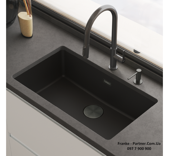 Смеситель кухонный Franke Maris Slim J Clear Water | функция душа вытяжное излияние | подключение к фильтру PVD anthracite | антрацит | 120.0736.603