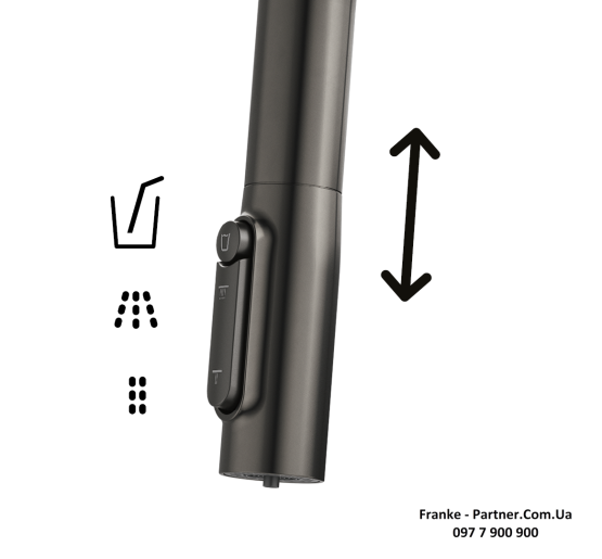 Смеситель кухонный Franke Maris Slim J Clear Water | функция душа вытяжное излияние | подключение к фильтру PVD anthracite | антрацит | 120.0736.603