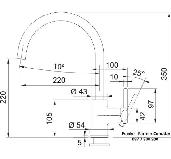 Смеситель кухонный Franke Lina | миндаль | 115.0626.028