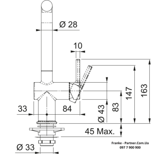 Кухонний змішувач Franke Active L | ламінарний потік води | онікс | 115.0653.373