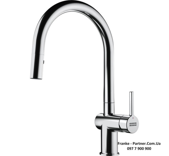 Кухонний змішувач Franke Active J | витяжний вилив | функція душу | ламінарний потік | чорний матовий | 115.0653.404