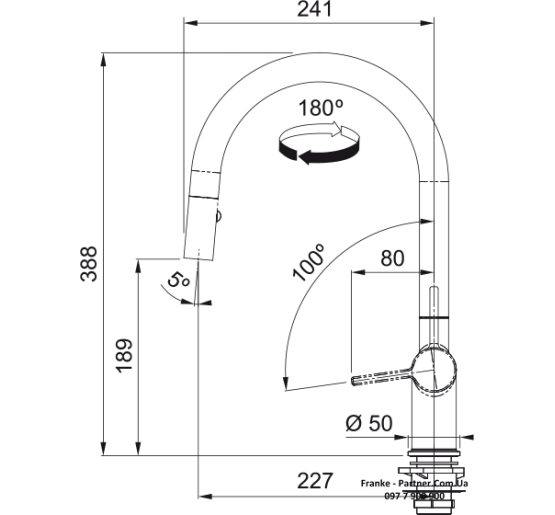 Кухонний змішувач Franke Active J | витяжний вилив | функція душу | ламінарний потік | чорний матовий | 115.0653.404