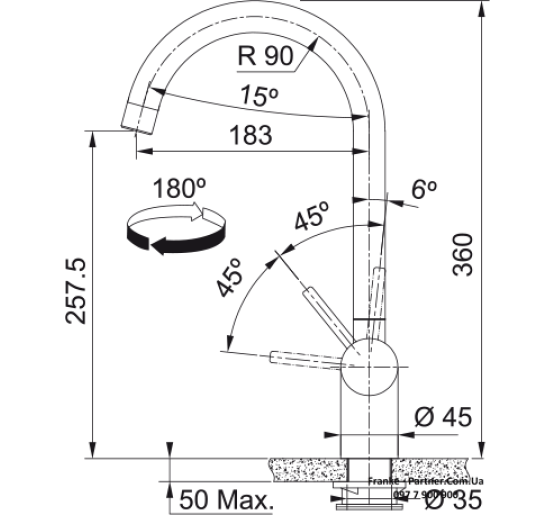 Смеситель кухонный Franke Atlas Neo J | Леда Нео | ламинарный поток | нержавеющая сталь | 115.0590.046