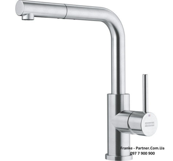 Кухонний змішувач Franke Smart Glenda | витяжний вилив | ламінарний потік | нержавіюча сталь | 115.0706.986