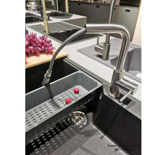 Кухонний змішувач Franke Smart Glenda | витяжний вилив | ламінарний потік | нержавіюча сталь | 115.0706.986