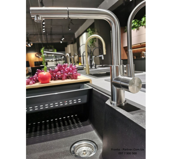 Кухонний змішувач Franke Smart Glenda | витяжний вилив | ламінарний потік | нержавіюча сталь | 115.0706.986
