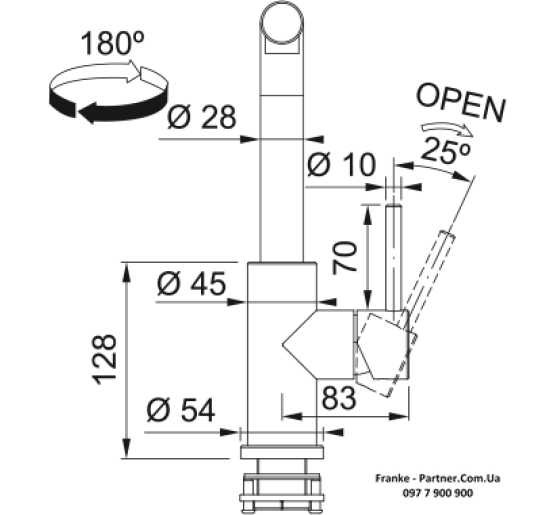 Кухонний змішувач Franke Smart Glenda | витяжний вилив | ламінарний потік | нержавіюча сталь | 115.0706.986