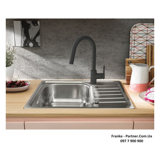 Смеситель кухонный Franke Lina | вытяжное излияние | оникс | 115.0626.055