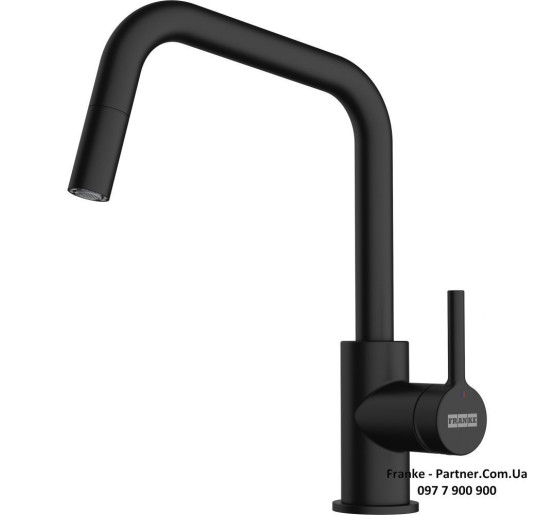 Смеситель кухонный Franke Lina U Pull Down | вытяжное излияние | черный матовый | 115.0728.477