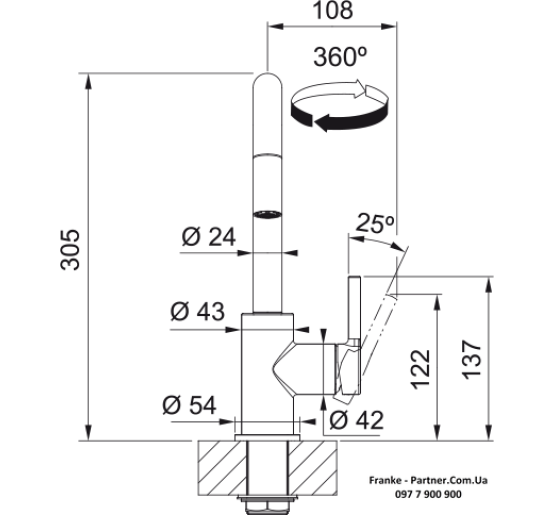 Смеситель кухонный Franke Lina U Pull Down | вытяжное излияние | черный матовый | 115.0728.477