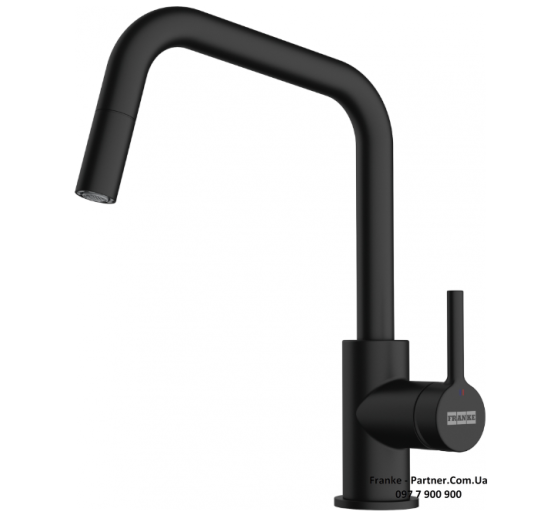 Смеситель кухонный Franke Lina U Pull Down | вытяжное излияние | черный матовый | 115.0728.477