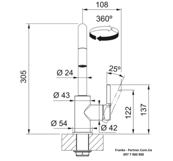 Смеситель кухонный Franke Lina U Pull Down | вытяжное излияние | черный матовый | 115.0728.477