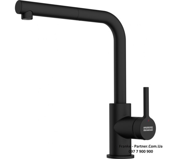 Кухонний змішувач Franke Lina L Shape Pull Out | витяжний вилив | чорний матовий | 115.0712.435
