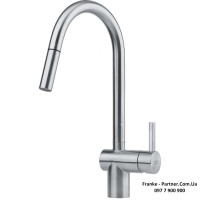 Смеситель кухонный Franke Atlas Neo J | Леда Нео | вытяжное излияние | ламинарный поток | нержавеющая сталь | 115.0590.047