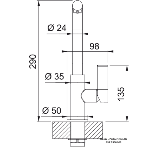 Смеситель кухонный Franke Neptune Evo | черный матовый 115.0711.724