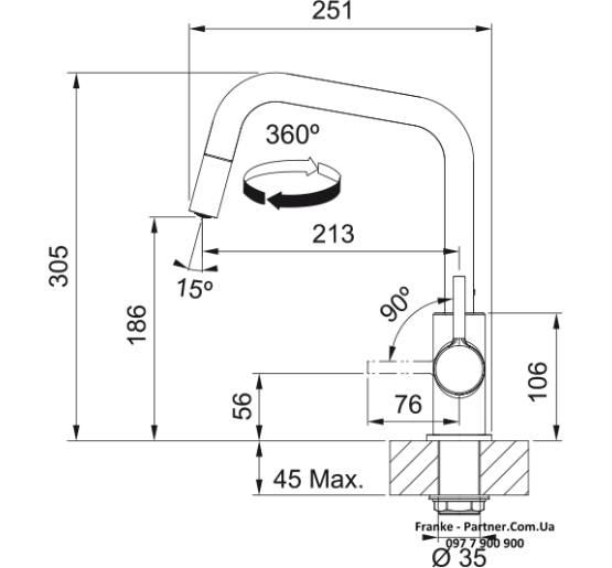 Кухонний змішувач Franke Lina U Pull Down | витяжний вилив | хром | 115.0728.476