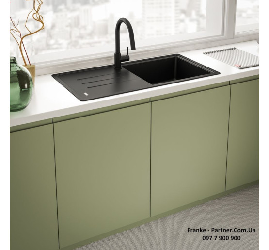 Кухонний змішувач Franke Lina | витяжний вилив | чорний матовий | 115.0626.053