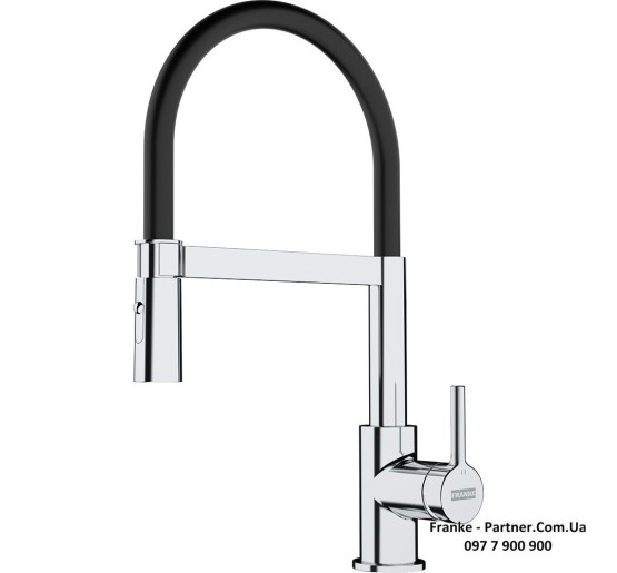 Кухонний змішувач Franke Lina | гнучкий вилив | функція душу | чорний шланг | хром | 115.0626.085