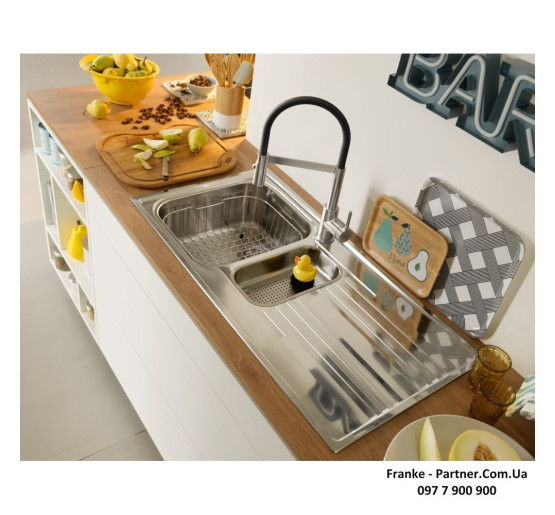 Кухонний змішувач Franke Lina | гнучкий вилив | функція душу | чорний шланг | хром | 115.0626.085