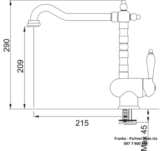 Кухонний змішувач Franke Old-England | латунь | 115.0028.205