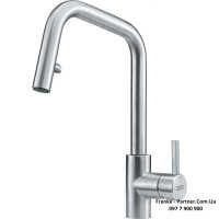 Кухонний змішувач Franke Eos Neo U | Kubus | витяжний вилив | функція душу | нержавіюча сталь | 115.0529.207