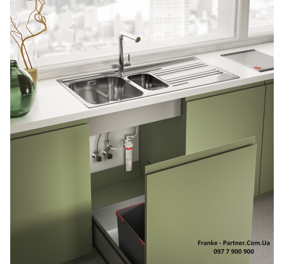 Смеситель кухонный Franke Lina L Clear Water | подключение к фильтру хром | 120.0730.779