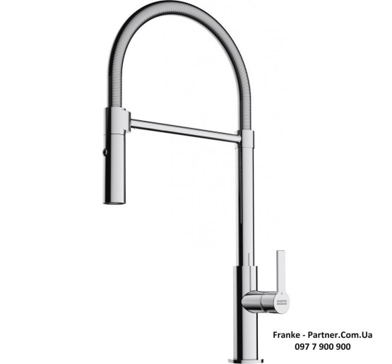Смеситель кухонный Franke Maris Slim SemiPro | гибкий излив | функция душа ламинарный поток воды хром | 115.0728.395