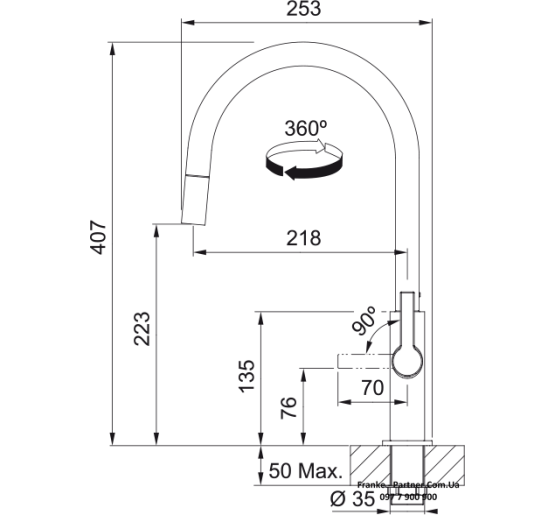 Кухонний змішувач Franke Maris Slim J | витяжний вилив | ламінарний потік | чорний матовий | 115.0728.389