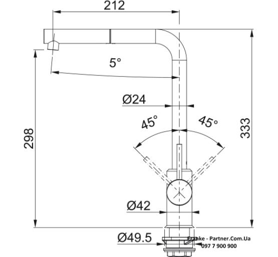 Смеситель кухонный Franke Sirius Pull Out | вытяжное излияние | хром | 115.0668.280