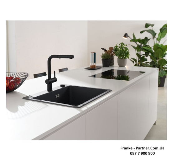 Кухонний змішувач Franke Active L Pull Out | витяжний вилив | функція душу | ламінарний потік | чорний матовий | 115.0653.382