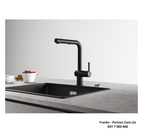 Кухонний змішувач Franke Active L Pull Out | витяжний вилив | функція душу | ламінарний потік | чорний матовий | 115.0653.382